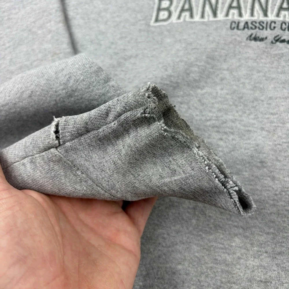 Vtg‎ Banana Republic Sweatshirt Mens Large Gray Embroidered Distressed 90s USA